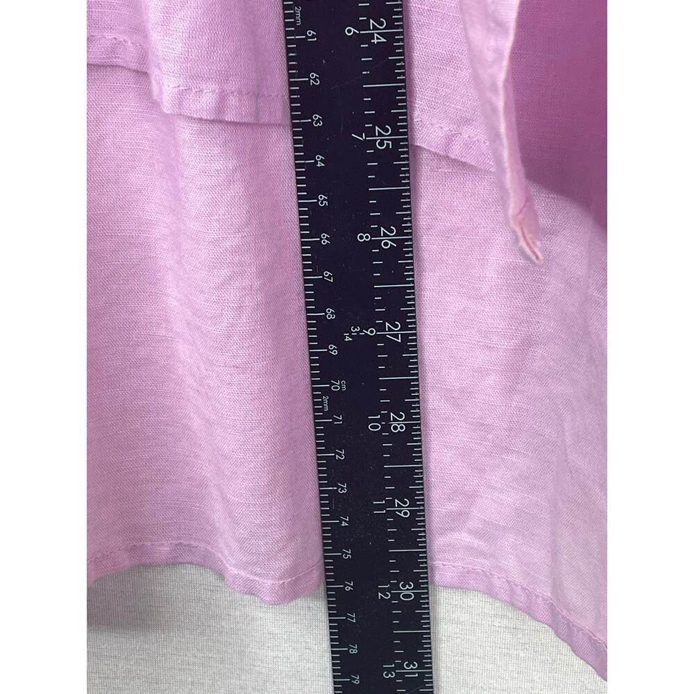 DKNY JEANS high/low hem linen blend long sleeve shirt, orchid pink, size L NWT - Picture 6 of 8